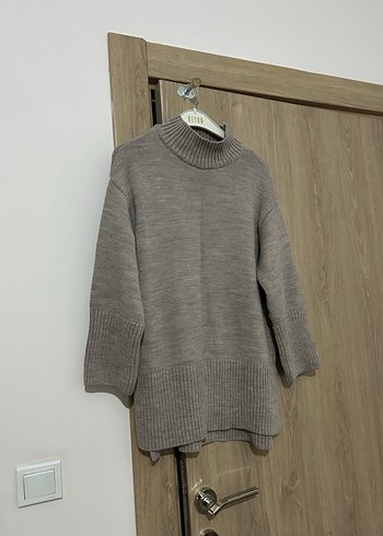 Gri Kadın Boğazlı  Yün Kazak - Görsel 2