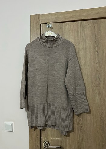 Gri Kadın Boğazlı  Yün Kazak - Görsel 5