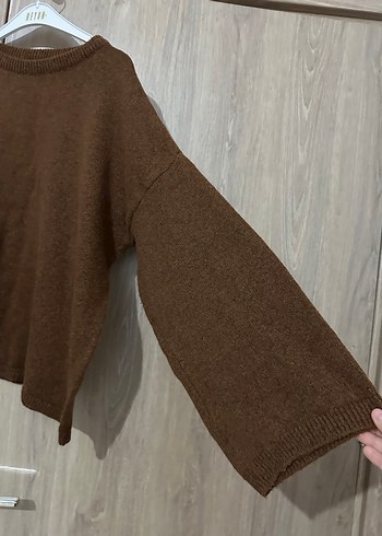 Kadın Kahverengi Bol Kesim Yün Kazak - Görsel 2