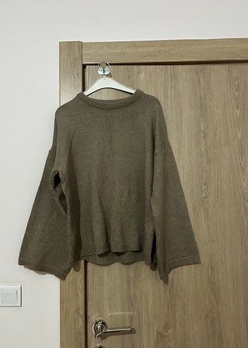 Kadın Gri Örgü Salaş Kazak - Görsel 3