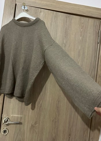 Kadın Gri Örgü Salaş Kazak - Görsel 5