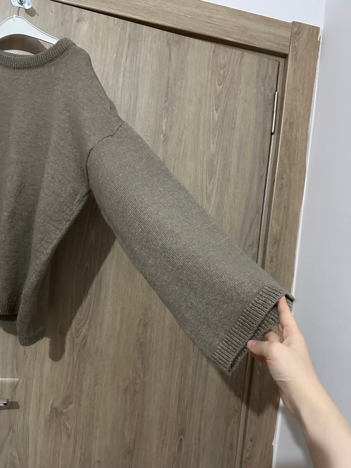 Kadın Gri Örgü Salaş Kazak - Görsel 4