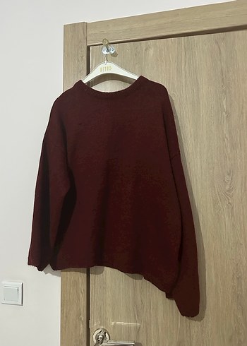 Bordo Kadın Uzun Kollu Triko Kazak - Görsel 6