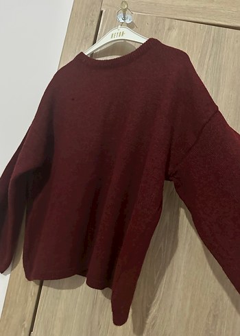 Bordo Kadın Uzun Kollu Triko Kazak - Görsel 5