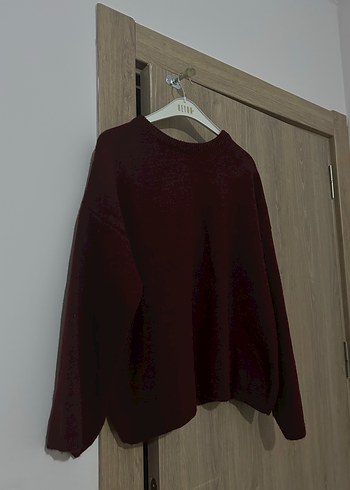 Bordo Kadın Uzun Kollu Triko Kazak - Görsel 2