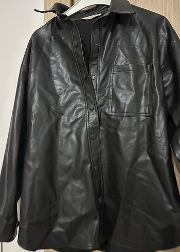 Düğmeli Siyah Deri Kadın Ceket - Görsel 3