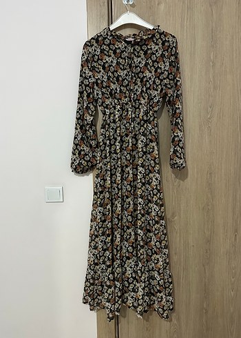 Bohem Uzun Kollu Piliseli Kadın Elbise - Görsel 3