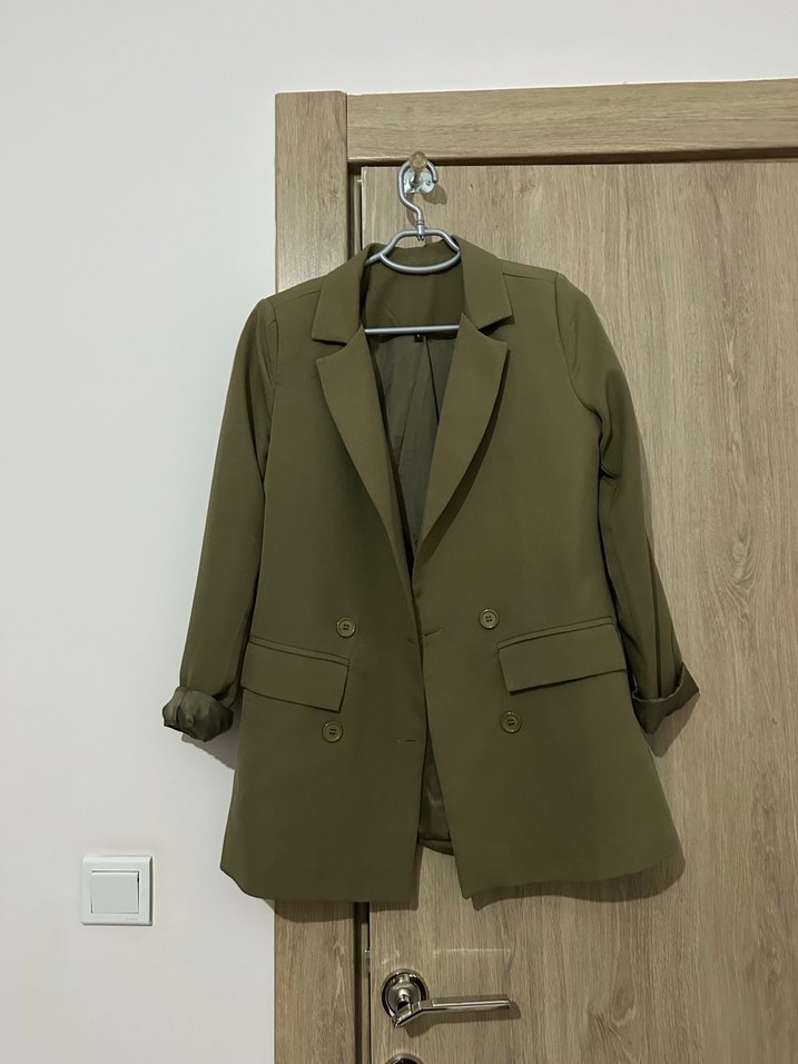 Kadın Haki Düğmeli Normal Kesim Blazer - Görsel 2