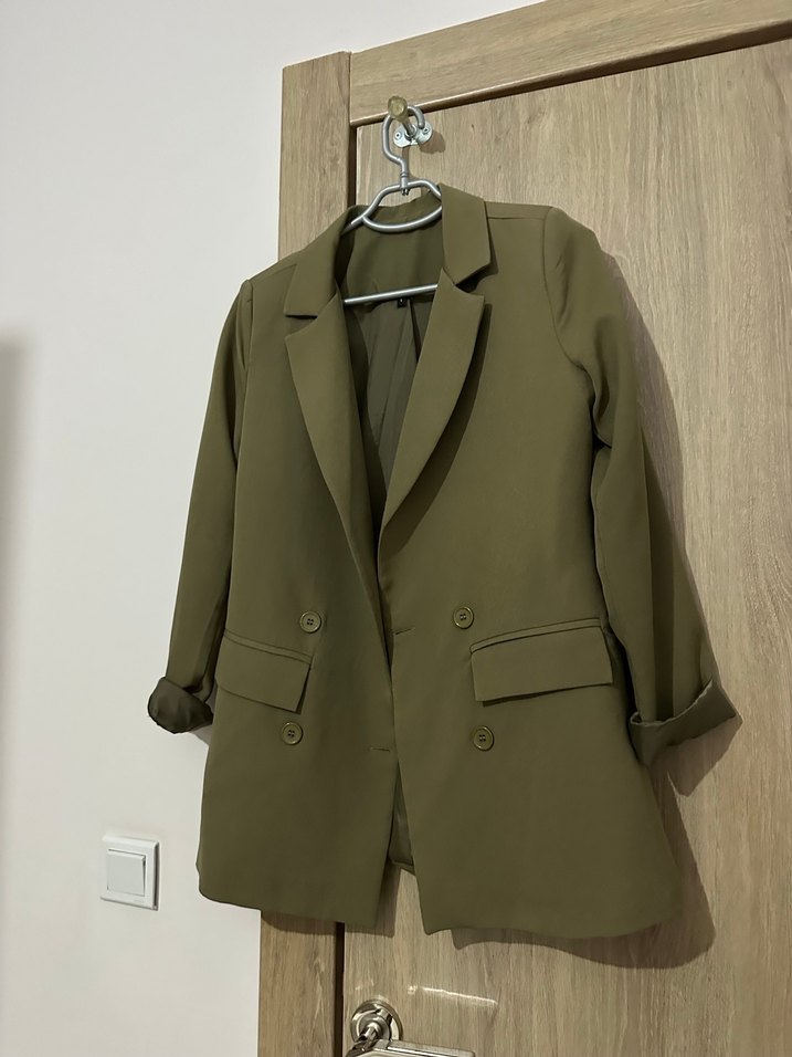 Kadın Haki Düğmeli Normal Kesim Blazer - Görsel 5