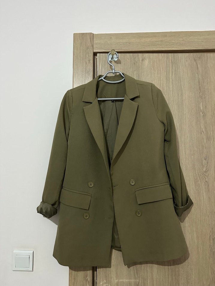 Kadın Haki Düğmeli Normal Kesim Blazer - Görsel 3