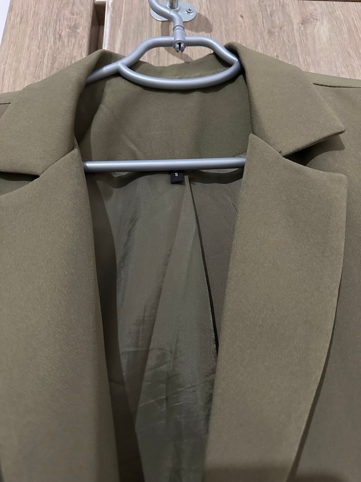 Kadın Haki Düğmeli Normal Kesim Blazer - Görsel 4