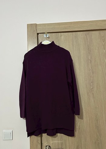 Mor Boğazlı Örgü Kadın Kazak - Görsel 5