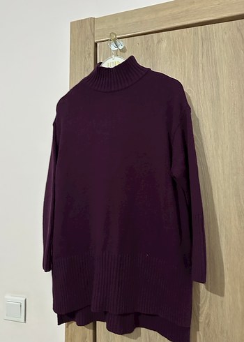 Mor Boğazlı Örgü Kadın Kazak - Görsel 4