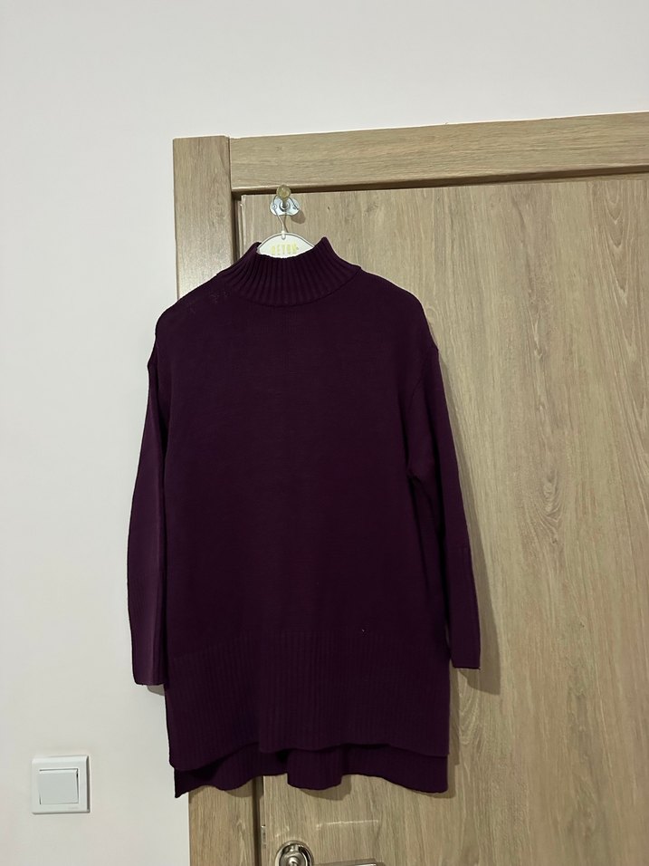 Mor Boğazlı Örgü Kadın Kazak - Görsel 5