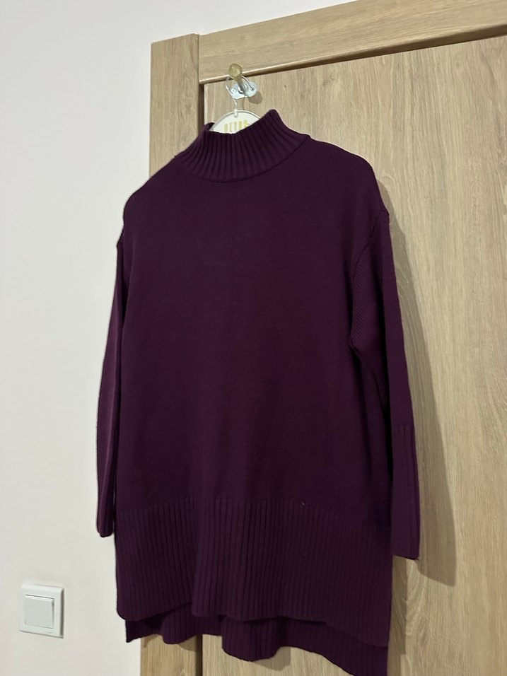 Mor Boğazlı Örgü Kadın Kazak - Görsel 4