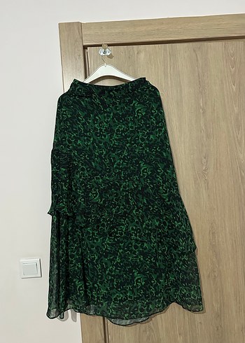 Yeşil Yılan Desenli Uzun Bohem Etek - Görsel 2