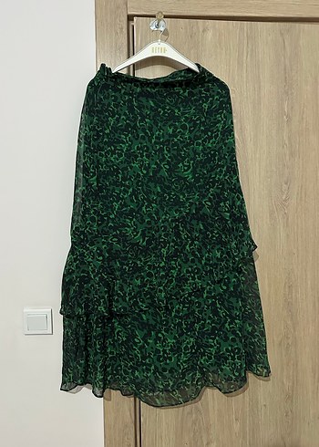 Yeşil Yılan Desenli Uzun Bohem Etek - Görsel 3