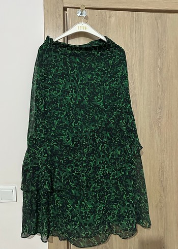 Yeşil Yılan Desenli Uzun Bohem Etek - Görsel 5