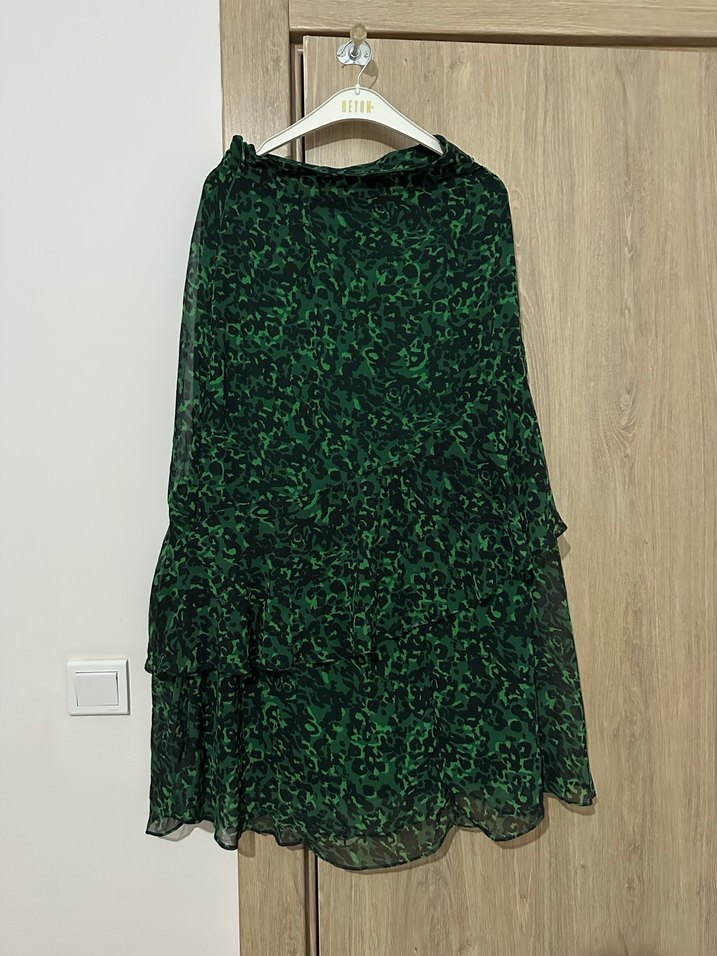 Yeşil Yılan Desenli Uzun Bohem Etek - Görsel 3