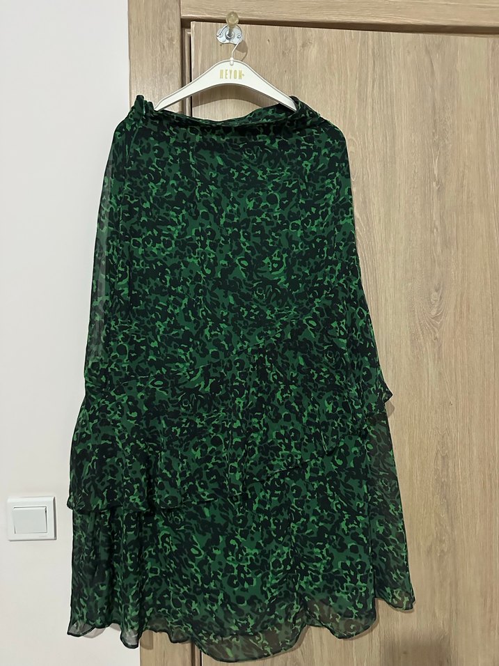 Yeşil Yılan Desenli Uzun Bohem Etek - Görsel 5