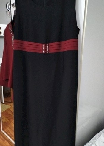 Kemer Detaylı Siyah Uzun İki Parça Elbise - Görsel 2