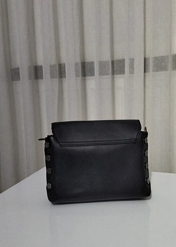 Tokalı Siyah Deri Kadın Çanta - Görsel 2