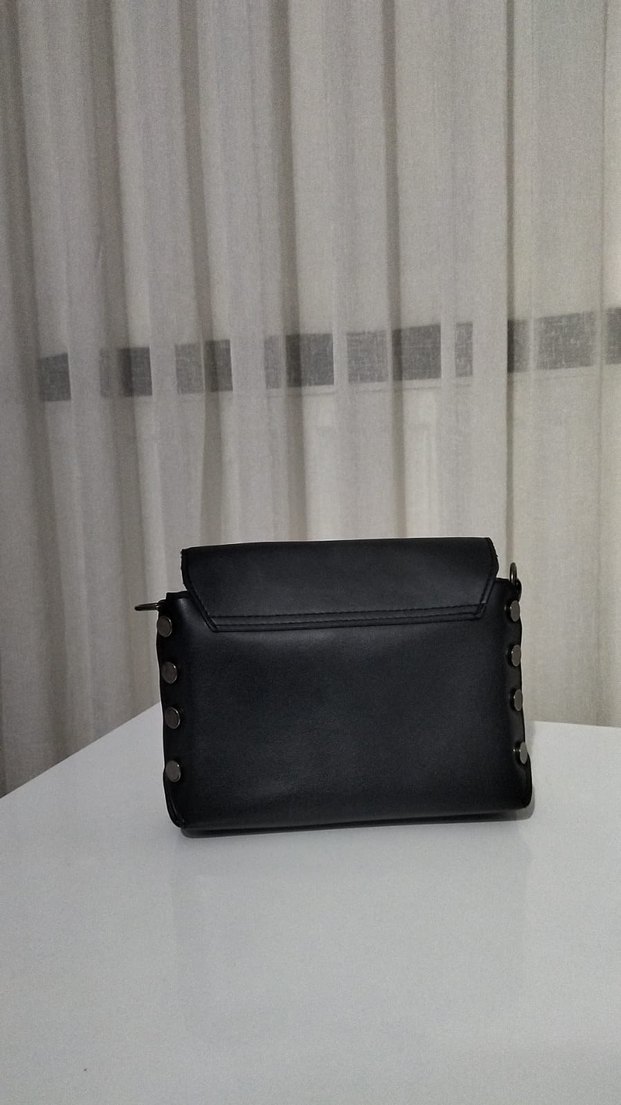 Tokalı Siyah Deri Kadın Çanta - Görsel 2