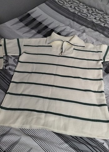 Çizgili Uzun Kollu Kadın Triko Kazak - Görsel 2