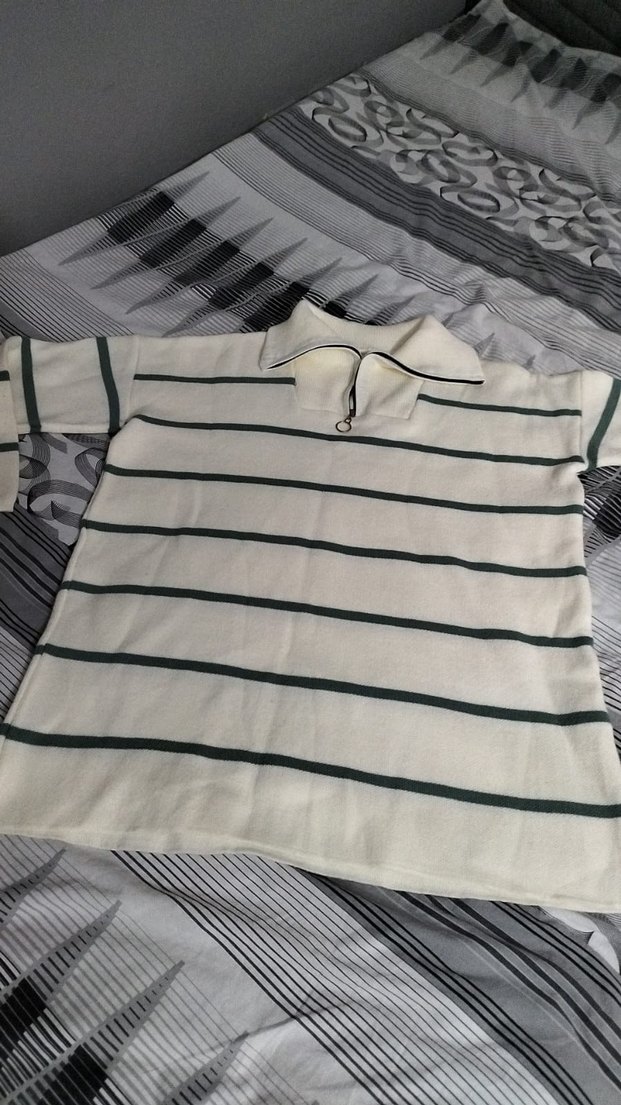 Çizgili Uzun Kollu Kadın Triko Kazak - Görsel 2