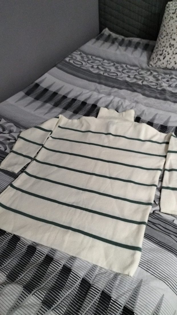 Çizgili Uzun Kollu Kadın Triko Kazak - Görsel 3