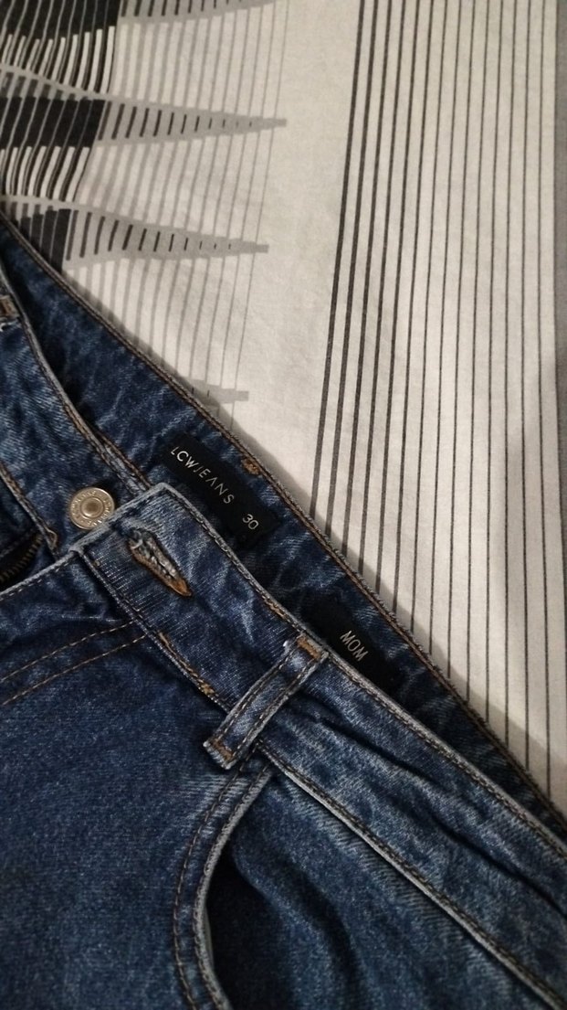 Kadın Lacivert Bol Kesim Midi Kot Pantolon - Görsel 3