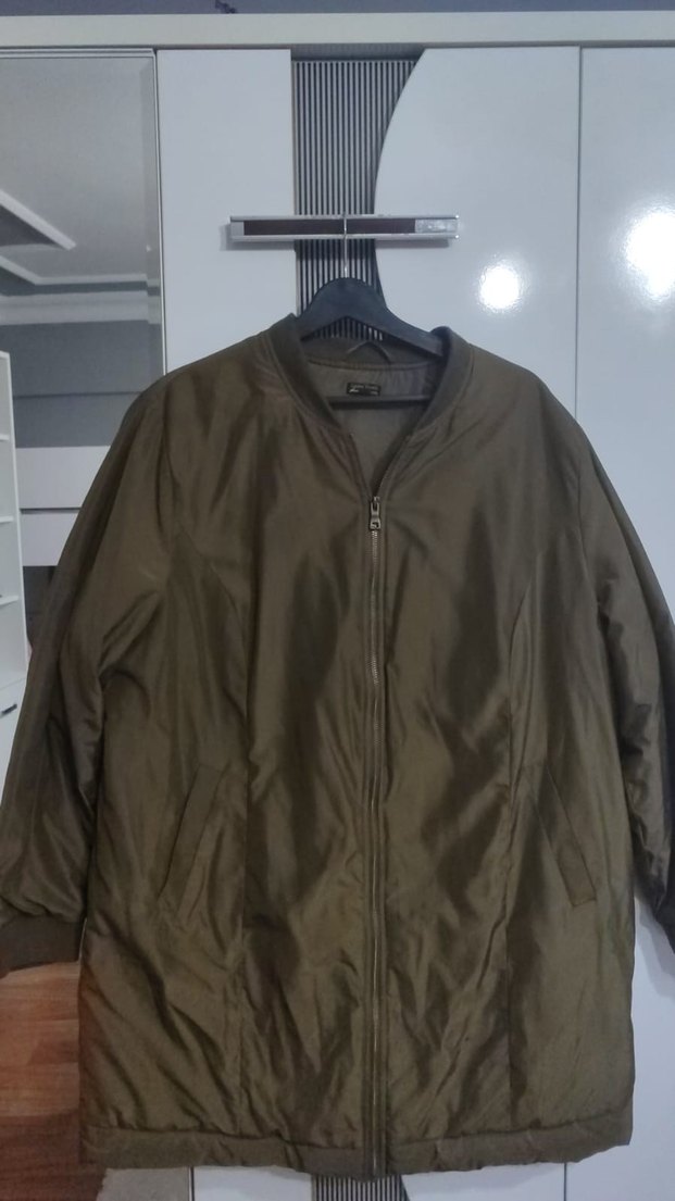 Kadın Uzun Kahverengi Fermuarlı Ceket - Görsel 2