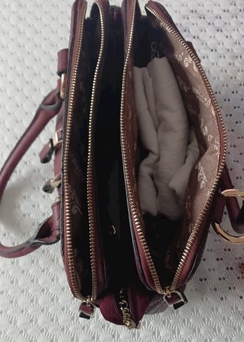 Bordo Deri Tokalı Kadın Çanta - Görsel 3