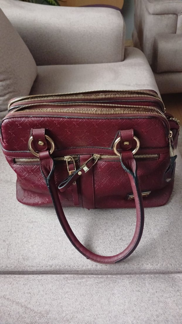 Bordo Deri Tokalı Kadın Çanta - Görsel 2