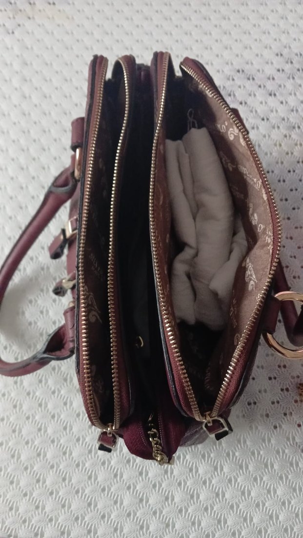 Bordo Deri Tokalı Kadın Çanta - Görsel 3