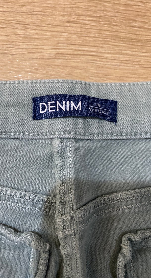 Açık Yeşil Denim Şort - Görsel 5