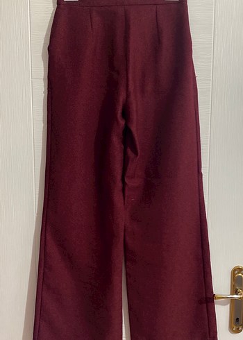 Bordo Kadın Wide Leg Kumaş Pantolon - Görsel 2