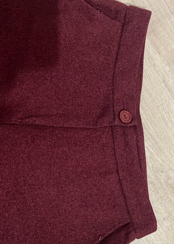 Bordo Kadın Wide Leg Kumaş Pantolon - Görsel 3