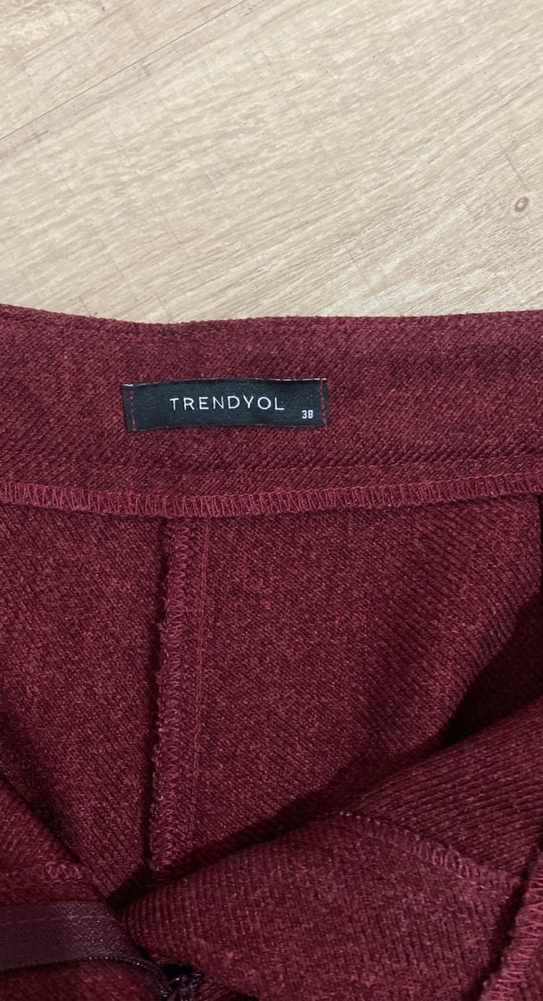 Bordo Kadın Wide Leg Kumaş Pantolon - Görsel 4