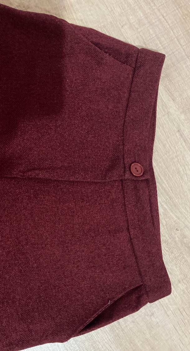 Bordo Kadın Wide Leg Kumaş Pantolon - Görsel 3