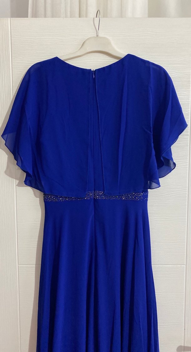 Uzun Mavi Abiye Elbise - Görsel 4