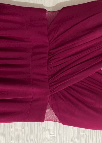 Bordo Uzun Abiye Elbise - Görsel 5