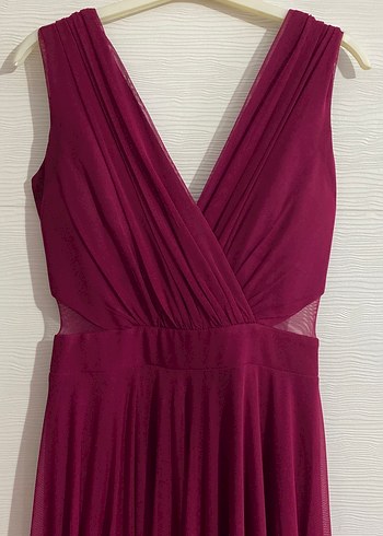 Bordo Uzun Abiye Elbise - Görsel 3