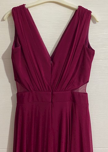 Bordo Uzun Abiye Elbise - Görsel 4