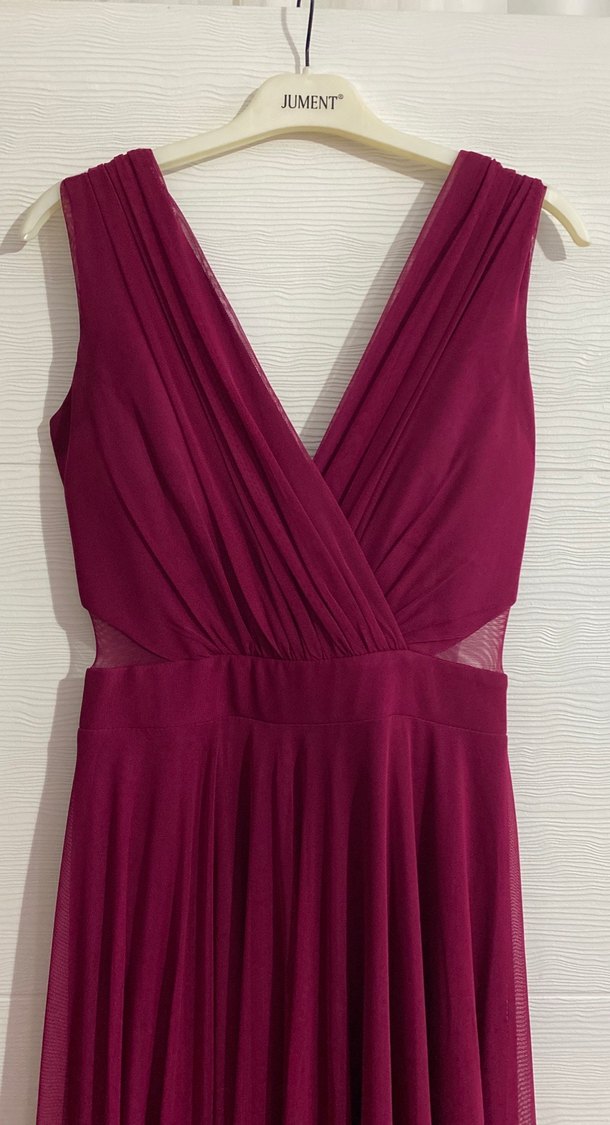 Bordo Uzun Abiye Elbise - Görsel 3