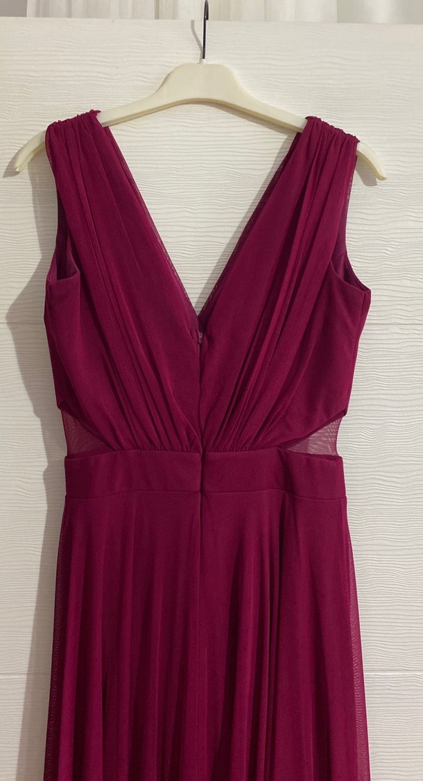 Bordo Uzun Abiye Elbise - Görsel 4