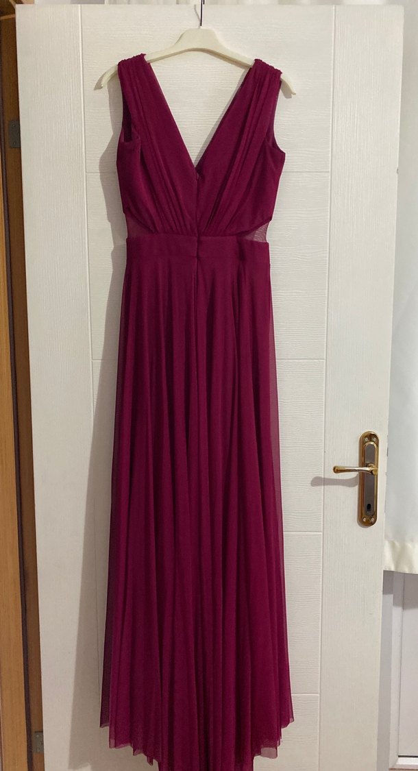 Bordo Uzun Abiye Elbise - Görsel 2