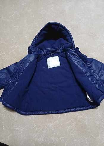 Düğmeli Kapüşonlu kız Çocuk Mavi Ceket - Görsel 2