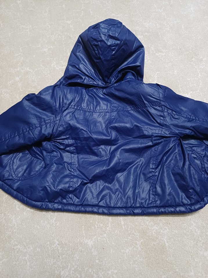 Düğmeli Kapüşonlu kız Çocuk Mavi Ceket - Görsel 3