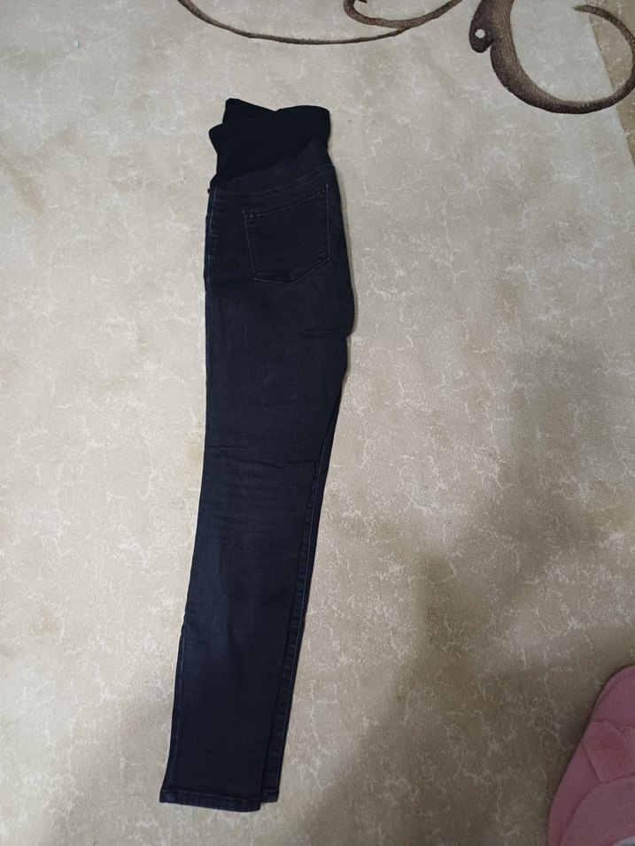 Kemer Detaylı Siyah Hamile Kot Pantolon - Görsel 2